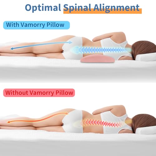 vamorry Lumbar Support Pillow for Bed Relief Back Pain: Lower Back Pillow for Sleeping - Memory Foam Waist Pillow - Back Wedge Bolster Pillow for Side, Back&Stomach Sleepers - Bed Rest Pillow for Car, Sofa - Image 4