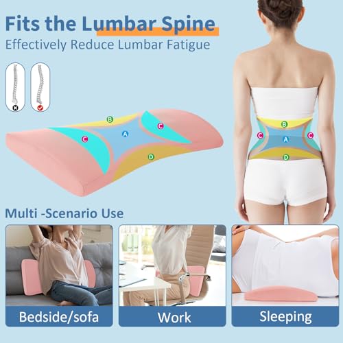 vamorry Lumbar Support Pillow for Bed Relief Back Pain: Lower Back Pillow for Sleeping - Memory Foam Waist Pillow - Back Wedge Bolster Pillow for Side, Back&Stomach Sleepers - Bed Rest Pillow for Car, Sofa - Image 3