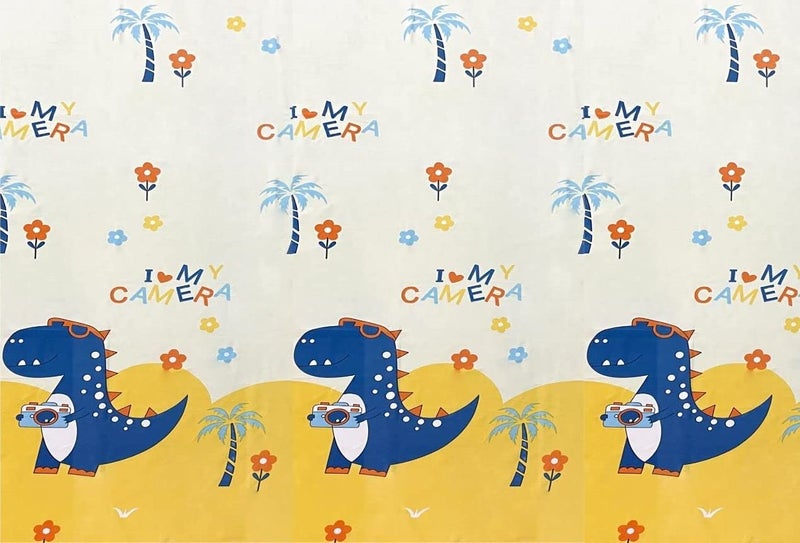 BhaiJi Bedsheet 180 TC Kids Cartoon Print Bed Sheet Double Bed Queen Size with 2 Pillow Covers Yellow Dinosaur - Image 2