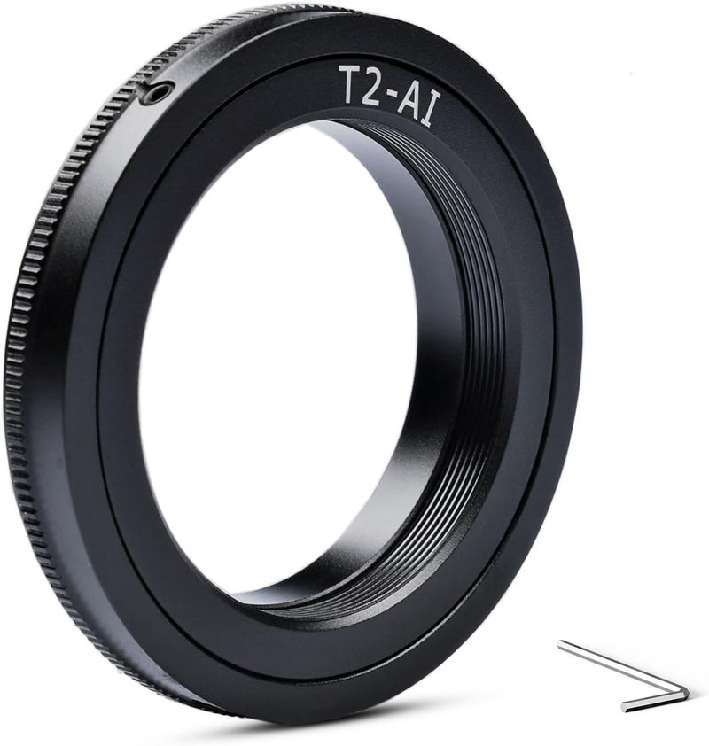 Lightdow T/T2 Mount Lens Adapter Ring for Nikon D5500 D3300 D3200 D5300 D3400 D7200 D750 D3500 D7500 D500 D600 D610 D700 D800 D810 D850 D3100 D5100 D5200 D5600 D7000 D7100 - Image 1