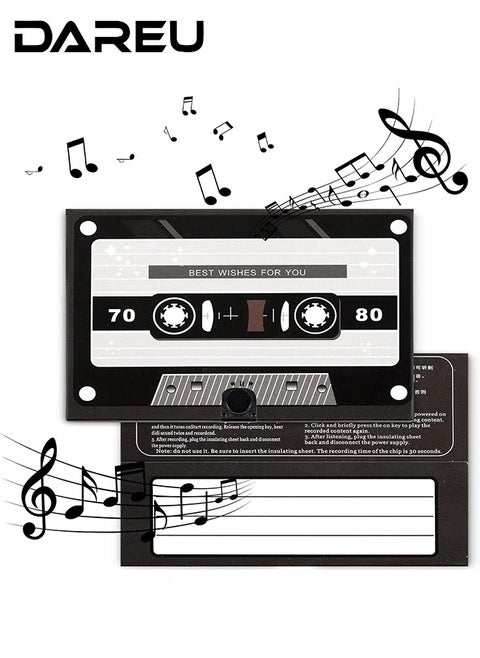 Voice Greeting Card – 60-Second Personalized Recordable Audio Card with Built-in Playback – Retro Style Talking Sound Card for Birthday, Wedding, and Special Occasions – Black