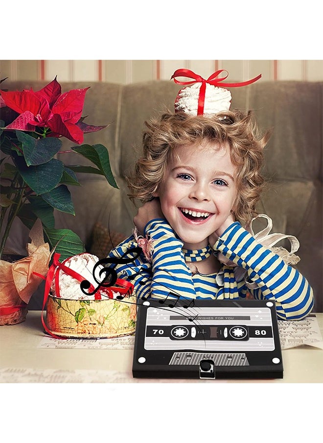 DAREU - Voice Greeting Card – 60-Second Personalized Recordable Audio Card with Built-in Playback – Retro Style Talking Sound Card for Birthday, Wedding, and Special Occasions – Black - Image 1
