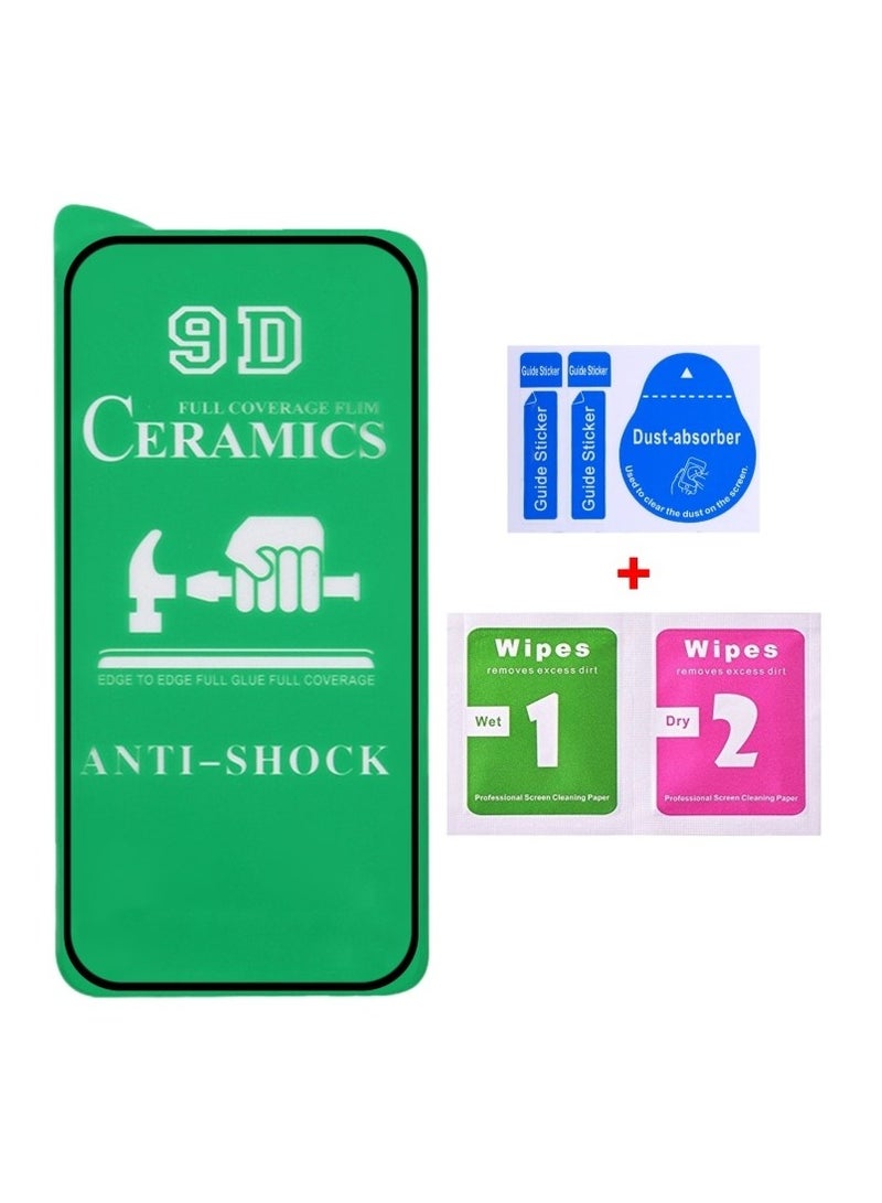 9 إتش واقي شاشة متوافق مع iPhone 16 Pro Max 5G واقي شاشة مضاد للتوهج ومضاد لبصمات الأصابع بتقنية اللمس ثلاثي الأبعاد سهل التركيب، غشاء سيراميك كامل اللصق (ليس زجاجًا) شفاف/أسود - Image 2