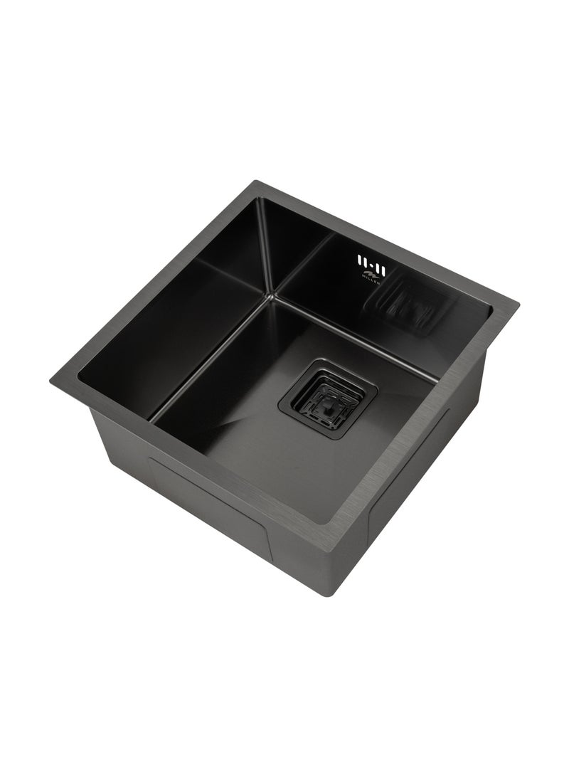 MILLEN Premium Handmade Undermount Single Bowl Sink – 304 Stainless Steel, Soundproof, Gun metal Finish - MS454522GM - Image 2