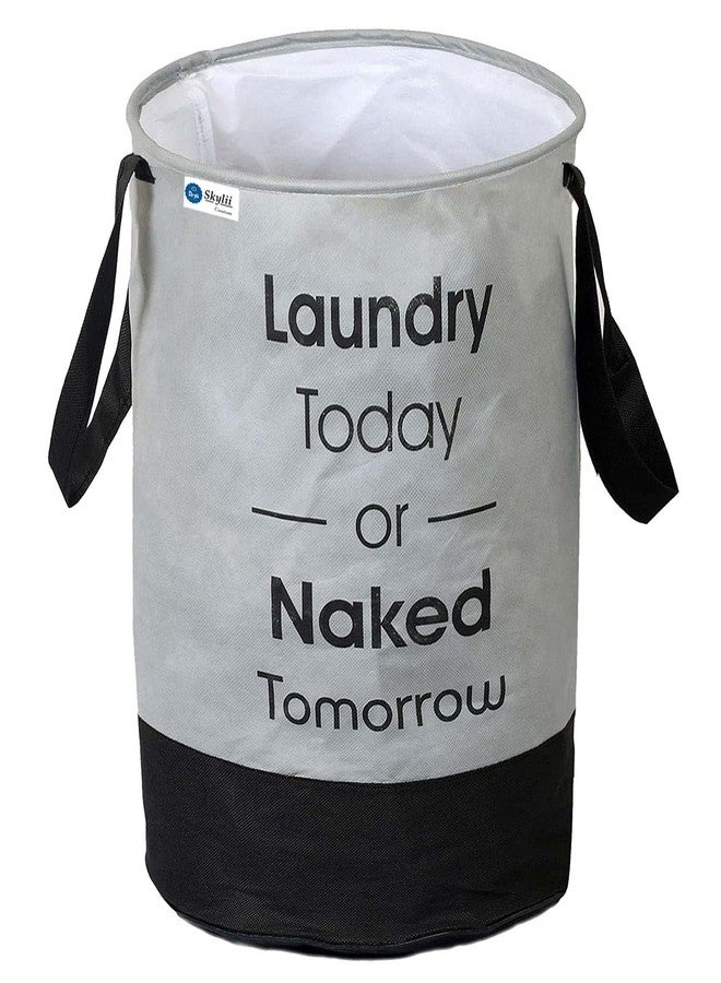 SKYLII Laundry Bag 45 L Grey Printed Durable and Collapsible Laundry storage Bag with Handles Clothes & Toys Storage Foldable Laundry Bag for Dirty Clothes Pack of 1 Pc Grey - Image 1