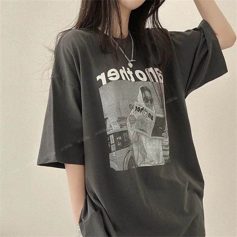Japanese Style Retro Short-Sleeved T-Shirt For Women Loose Korean Style Ins Trend 2025 Spring And Mid-Length Half-Sleeved Top In - Image 1