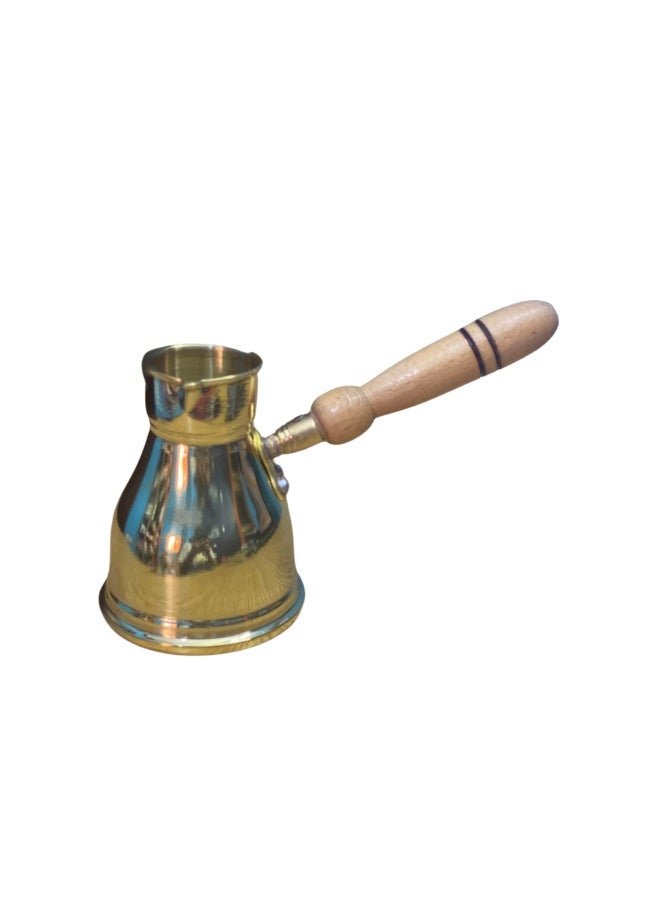 Brass Copper turkish coffee Pot with wood handle size 3  - Image 1