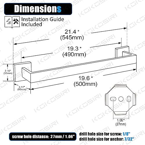 KOKOSIRI 20 Inch Towel Bar Bathroom Towel Bar Kitchen Dish Cloths Hanger Hand Towel Holder Stainless Steel Wall Mount Brushed Gold B4003BGL20 - Image 3