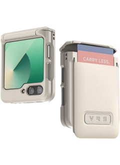 VRS Design D-Wallet Pebble Samsung Galaxy Z Flip 6 Case Cover Wallet [2 Card Holder Slot] with [Hinge Protection] - Cream  - Image 1