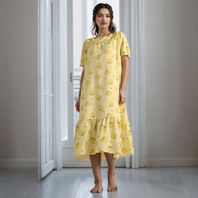 Splash FAV Printed Square Neck Night Dress