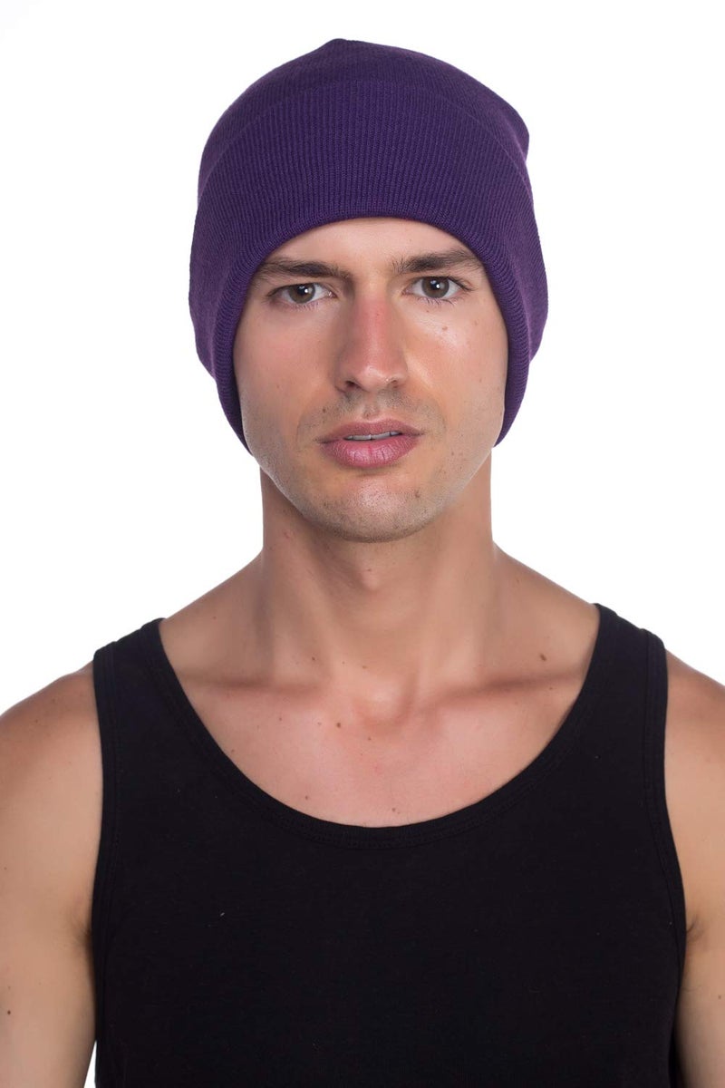 Top Level Unisex Cuffed Plain Skull Beanie Toboggan Knit Hat/Cap, Purple - Image 4