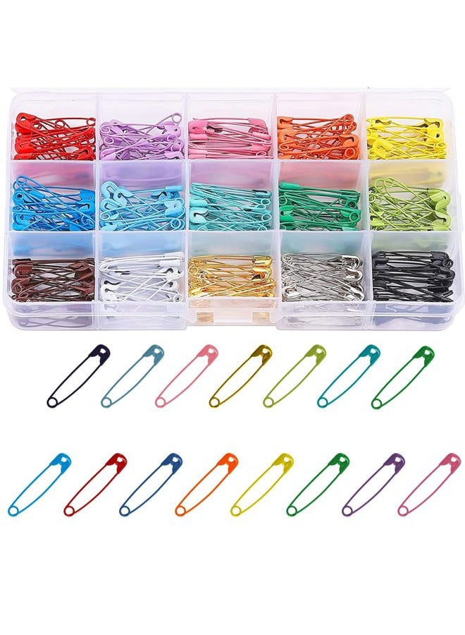 keepsweat 450 Pcs Safety Pins 32mm/1.26inch Small Safety Pins for Clothes 15 Colors Nickel Plated Steel Safety Pins Assorted Knitting Stitch Markers for Clothing Sewing DIY Crafts Jewelry Making - Image 1