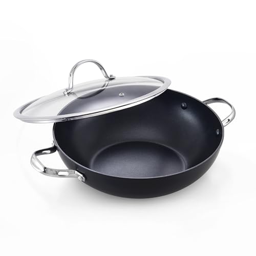 Cooks Standard Everyday Pan with Glass Lid, Chef's Pan 12-Inch Hard Anodized Nonstick All Purpose Pan 5-Quart Wok Stir Fry Pan, Black - Image 1