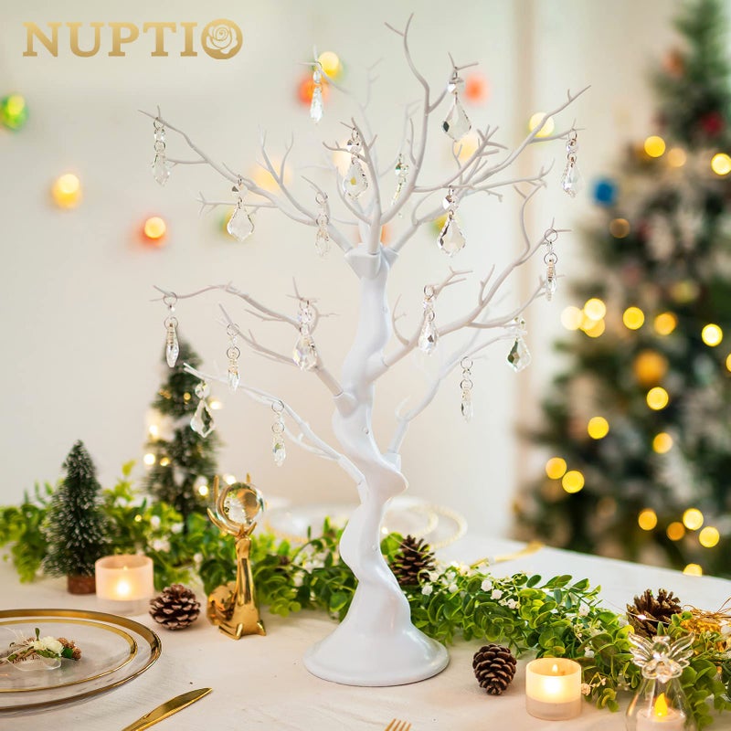 NUPTIO أشجار نوبتيو الاصطناعية: 2 قطعة من أشجار الأغصان البيضاء بارتفاع 22.8 بوصة زينة عيد الهالوين مركز الزفاف للطاولات شجرة عيد الفصح الاصطناعية لعيد الميلاد عيد الشكر زينة حفلة عيد الميلاد - Image 3