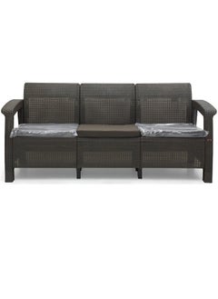 ALWASIT HOME 3 Seater Balcony Sofa with Cushion Indoor & Outdoor Furniture Patio Chair Three Seater Perfect for Gardens Poolside Cafes Restaurants, Rattan sofa and Terraces Weathered Brown  - Image 3