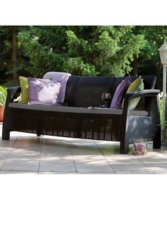 ALWASIT HOME 3 Seater Balcony Sofa with Cushion Indoor & Outdoor Furniture Patio Chair Three Seater Perfect for Gardens Poolside Cafes Restaurants, Rattan sofa and Terraces Weathered Brown  - Image 2