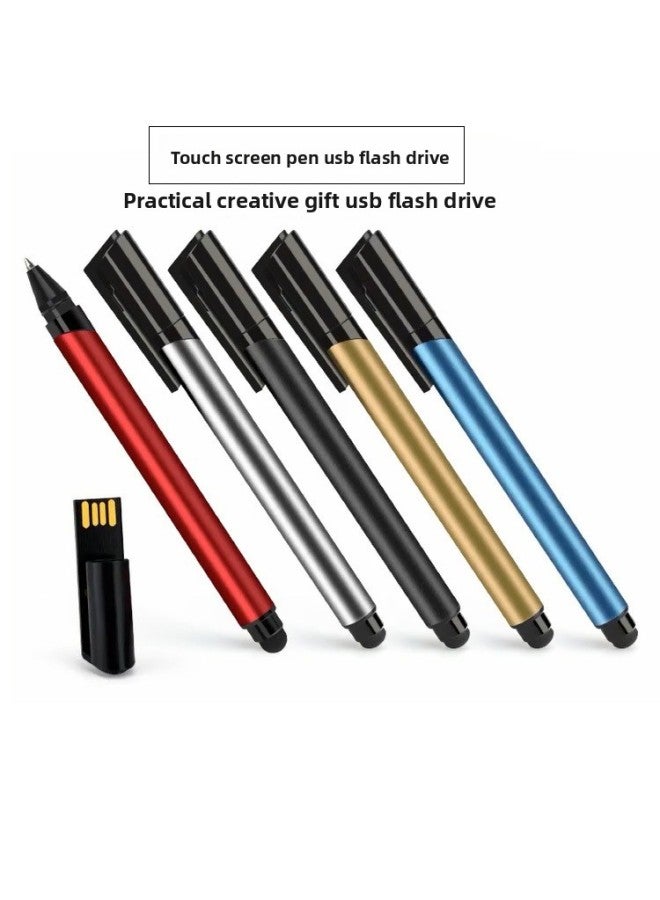 قلم قرص U بشاشة تعمل باللمس متعدد الوظائف ثلاثة في واحد قلم USB قرص معرض هدية إبداعية قلم توقيع معدني قرص U اللون: فضي، السعة: 4 جيجابايت - Image 2