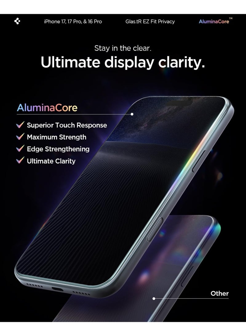 Spigen حماية شاشة GLAStR EZ Fit HD لجهاز iPhone 17 PRO / 17 / 16 PRO خصوصية [1 عبوة] زجاج مقسى فاخر بتقنية المحاذاة التلقائية - 1 عبوة - Image 5