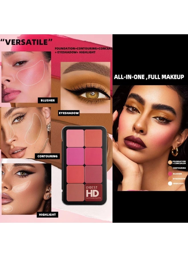 QiBest لوحة مكياج كريم أساس بـ 16 لون - مجموعة مكياج شاملة - لوحة مكياج تحتوي على أحمر خدود وظلال عيون وتحديد وإضاءة وكريم أساس وكريم تصحيح للوجه - مجموعة مقاومة للماء وطويلة الأمد وسهلة الدمج 40 جرام - Image 4