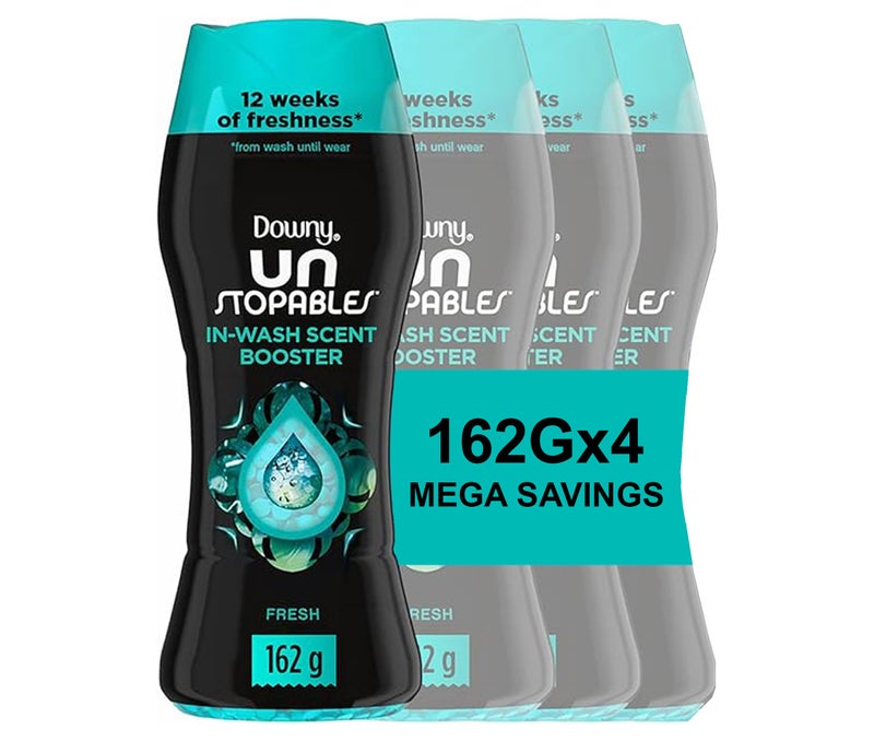 Downy Unstopables In Wash Scent Booster Beads Fresh Scent 162g Pack of 4 Long Lasting Laundry Fragrance Fabric Freshener Odor Eliminator - Image 1