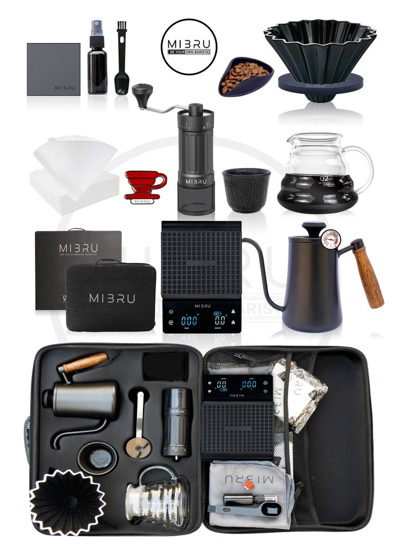 ميبرو مجموعة v60 تحضير القهوة المقطرة صانعة القهوة بالتقطير 14 ,مع شنطة قهوة مختصة اسود - Image 1