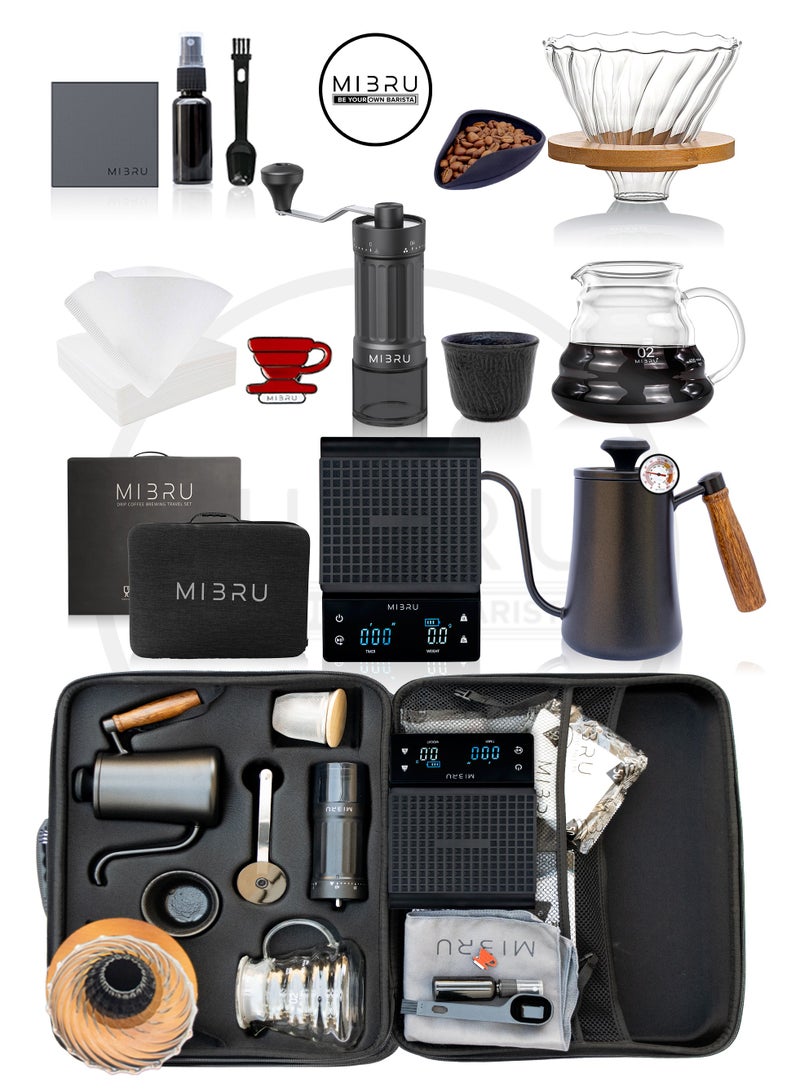 MIBRU V60 Drip Coffee Maker Pour Over Premium Kit 14 Cup Drip Coffee Maker with Black Specialty Coffee Bag - Image 1