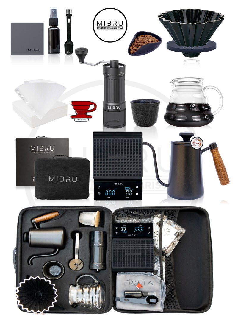 MIBRU V60 Drip Coffee Maker Pour Over Premium Kit 14 Cup Drip Coffee Maker with Black Specialty Coffee Bag - Image 1