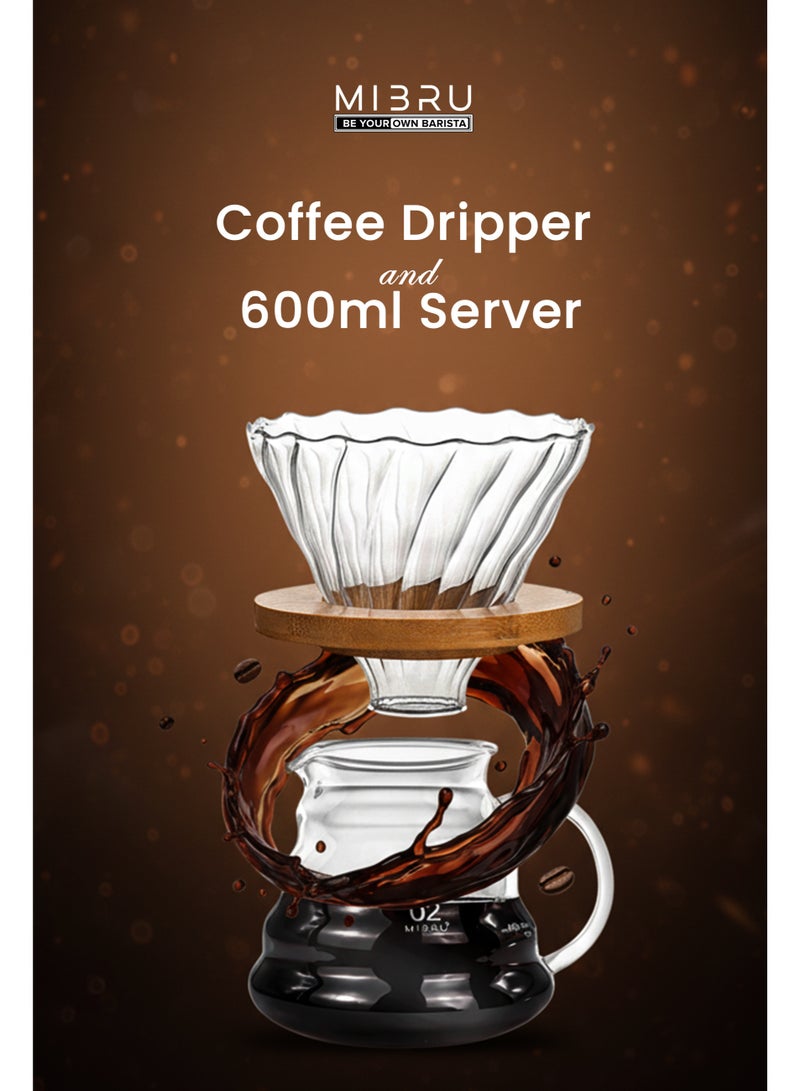 MIBRU V60 Drip Coffee Maker Pour Over Premium Kit 14 Cup Drip Coffee Maker with Black Specialty Coffee Bag - Image 2