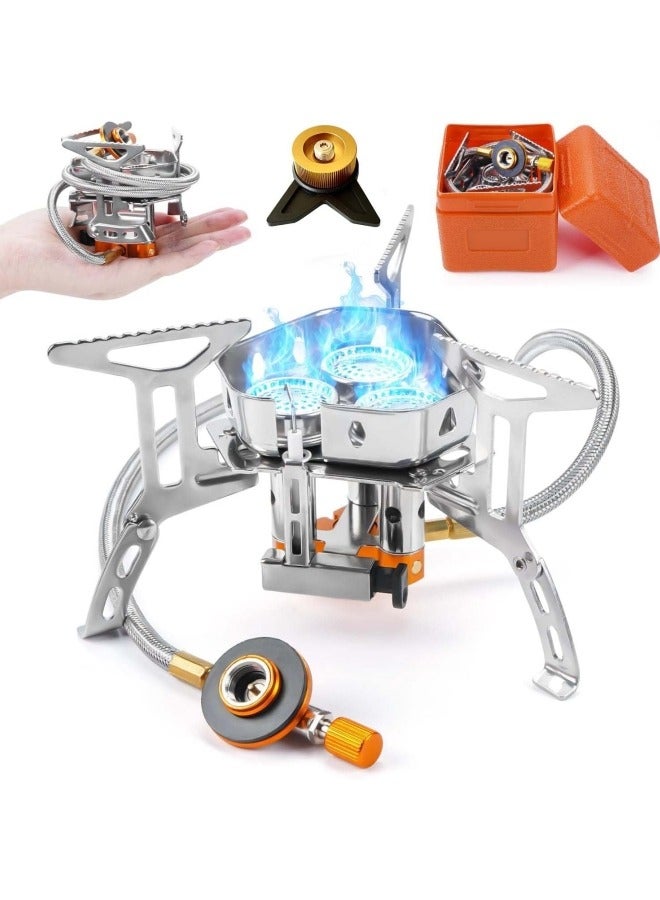 GGEROU 6800W Windproof Camp Stove, Equipped with A Fuel Canister Adapter, Piezo Ignition and Carry Case, Suitable for Outdoor Backpacking, Hiking and Picnics - Image 1
