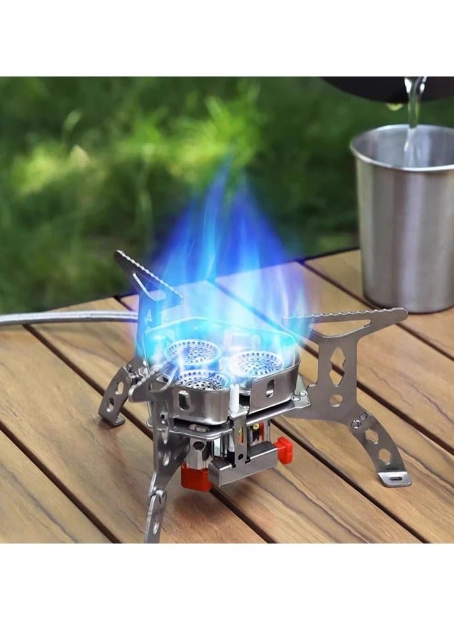 GGEROU 6800W Windproof Camp Stove, Equipped with A Fuel Canister Adapter, Piezo Ignition and Carry Case, Suitable for Outdoor Backpacking, Hiking and Picnics - Image 2