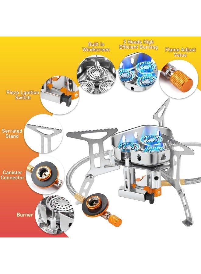 GGEROU 6800W Windproof Camp Stove, Equipped with A Fuel Canister Adapter, Piezo Ignition and Carry Case, Suitable for Outdoor Backpacking, Hiking and Picnics - Image 3