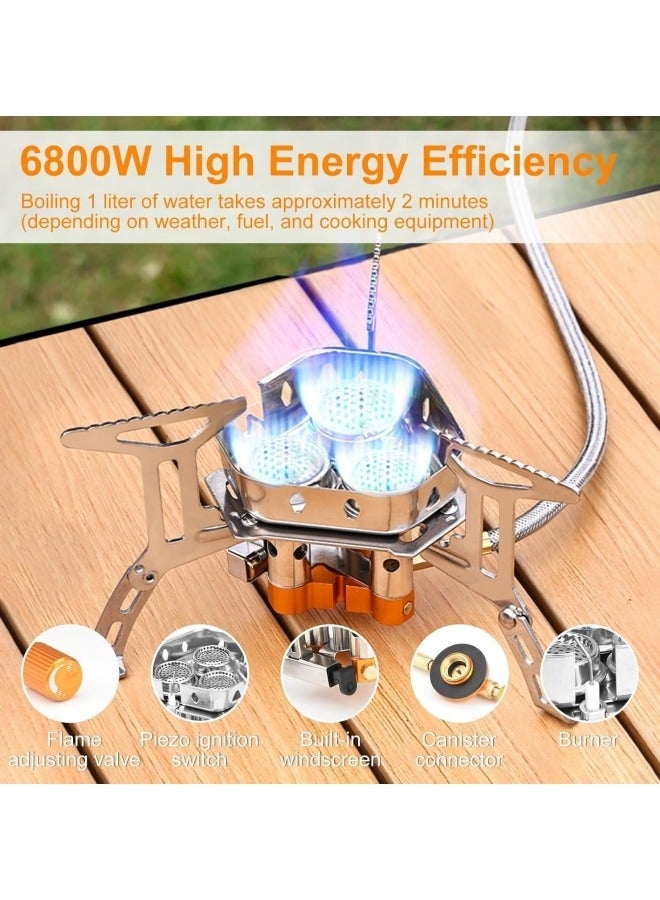GGEROU 6800W Windproof Camp Stove, Equipped with A Fuel Canister Adapter, Piezo Ignition and Carry Case, Suitable for Outdoor Backpacking, Hiking and Picnics - Image 4