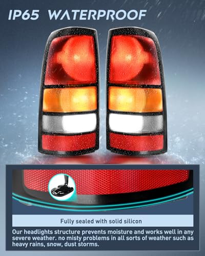 Nilight Taillight Assembly Compatible with 1999 2000 2001 2002 2003 2004 2005 2006 GMC Sierra 1999-2002 Chevy Silverado Fit Fleetside Tail Rear Light OE Style Driver and Passenger Side Black Border - Image 5
