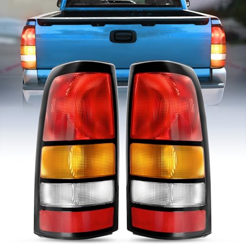 Nilight Taillight Assembly Compatible with 1999 2000 2001 2002 2003 2004 2005 2006 GMC Sierra 1999-2002 Chevy Silverado Fit Fleetside Tail Rear Light OE Style Driver and Passenger Side Black Border - Image 1