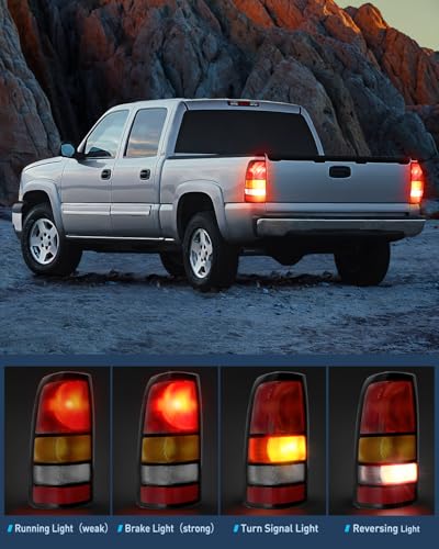 Nilight Taillight Assembly Compatible with 1999 2000 2001 2002 2003 2004 2005 2006 GMC Sierra 1999-2002 Chevy Silverado Fit Fleetside Tail Rear Light OE Style Driver and Passenger Side Black Border - Image 4