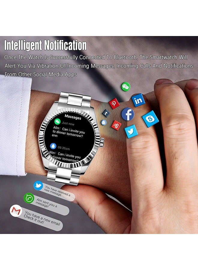 RollsTimi  Men's Smart Watch Women 1.28" AMOLED Waterproof Small Smartwatch,Fitness Tracker with Heart Rate Sleep Monitor Activity Tracker for Android and iPhone (Silver) - Image 4