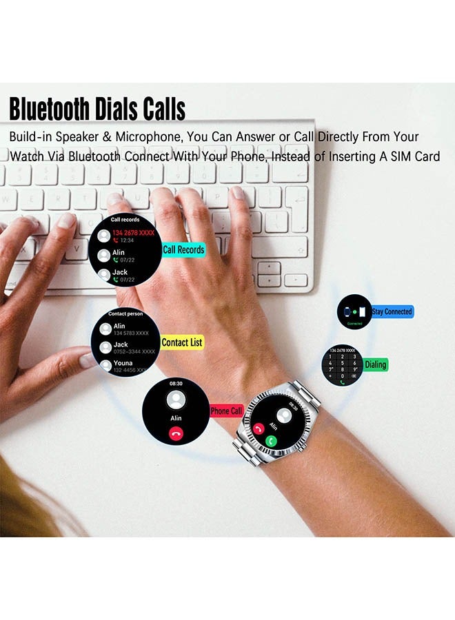 RollsTimi  Men's Smart Watch Women 1.28" AMOLED Waterproof Small Smartwatch,Fitness Tracker with Heart Rate Sleep Monitor Activity Tracker for Android and iPhone (Silver) - Image 2