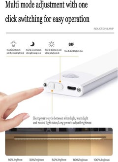 Necomi 30cm Rechargeable Magnetic LED Under Cabinet Light for Kitchen, LED Wireless Wardrobe Light 3 Colors and Stepless Dimming-White  - Image 5