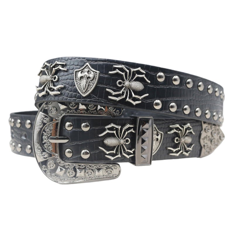 EVERBLTING Black Western Cowboy Belt for Men Women Western Cowboy Cowgirl Y2k Studded Belt Western Punk Studded Belts 105 - Image 1