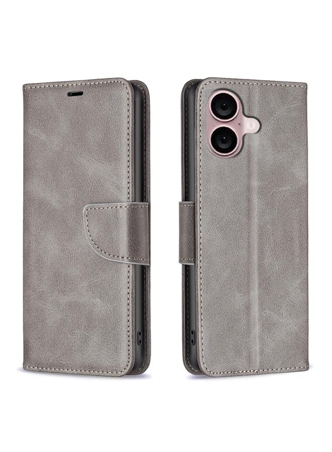 اس-توب جراب لهاتف iPhone 16 مصنوع من جلد الحمل بلون نقي وملمس جلدي قابل للطي - Image 1