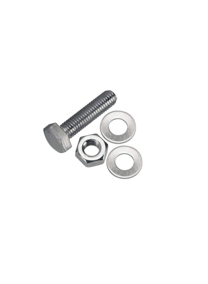 12 pcs Hex Head Screw Bolts Nuts & Washers Fully Thread GI Plain Finish Bolt Set. (12, 100M)  - Image 1