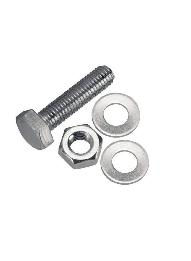 12 pcs Hex Head Screw Bolts Nuts & Washers Fully Thread GI Plain Finish Bolt Set. (12, 100M)  - Image 3