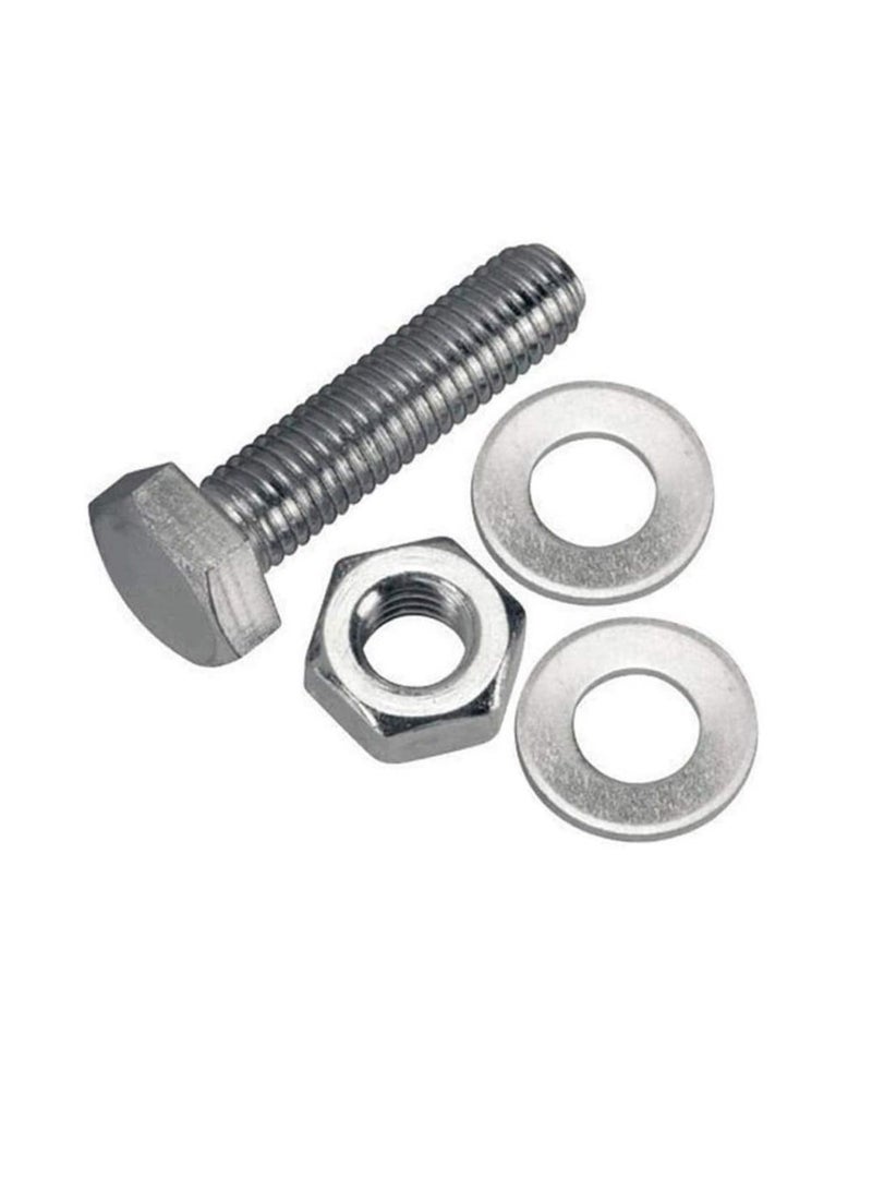12 pcs Hex Head Screw Bolts Nuts & Washers Fully Thread GI Plain Finish Bolt Set. (12, 100M)  - Image 2