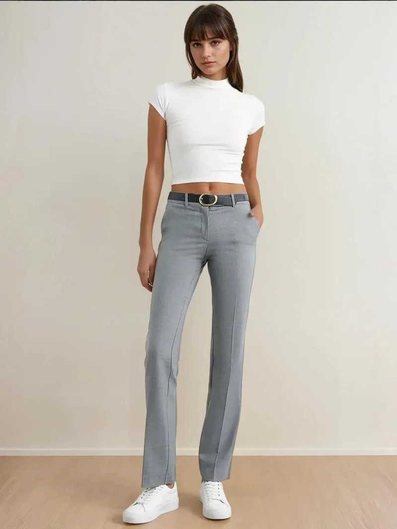 هيكاب بنطلون مستقيم بخصر مرتفع