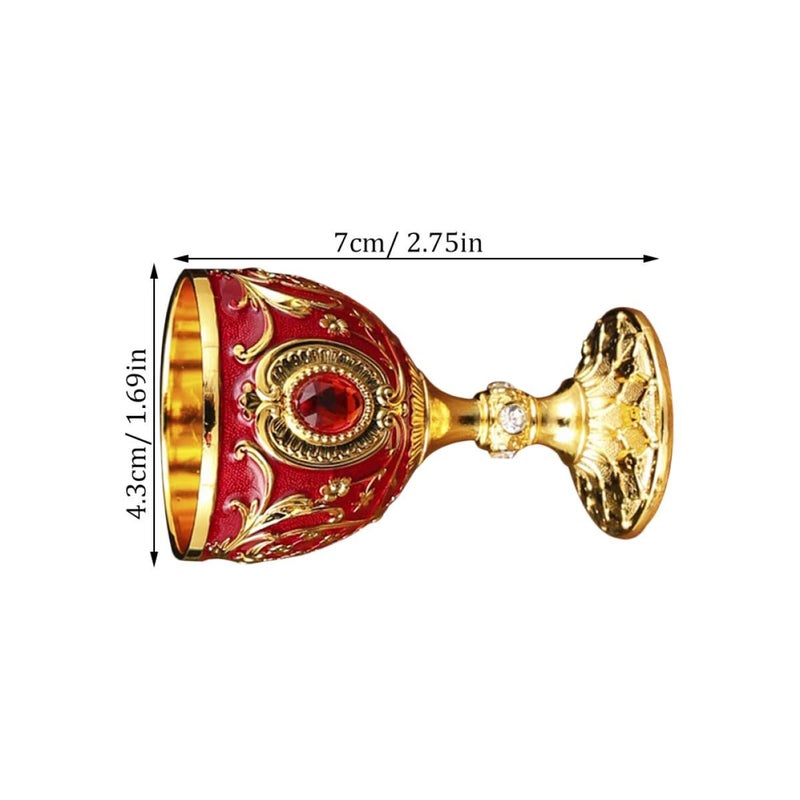 Red Gold Vintage 30Ml Small Shot Glasses Whiskey Goblets Set Of 2 - Image 3
