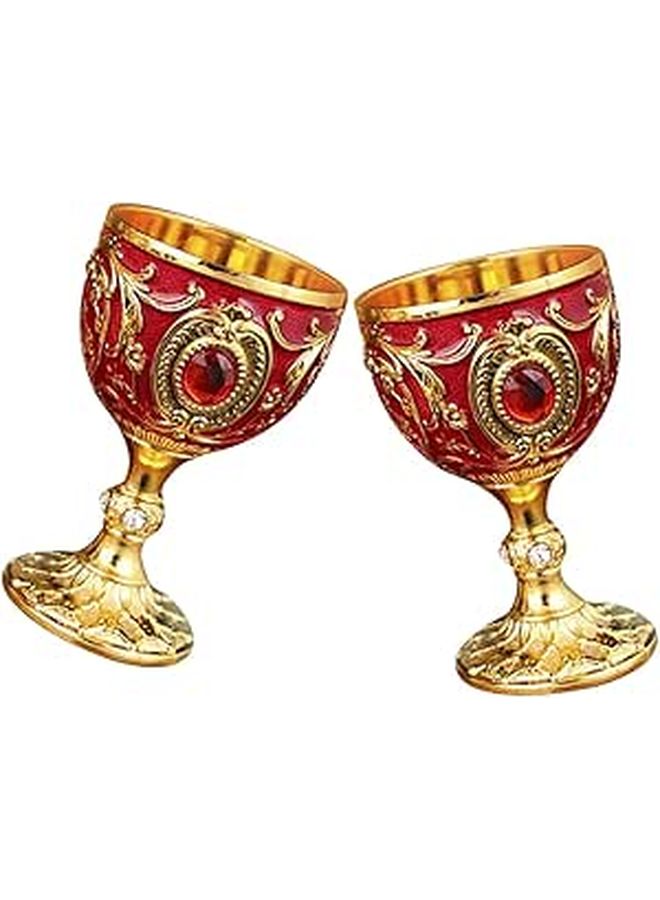 Red Gold Vintage 30Ml Small Shot Glasses Whiskey Goblets Set Of 2 - Image 1