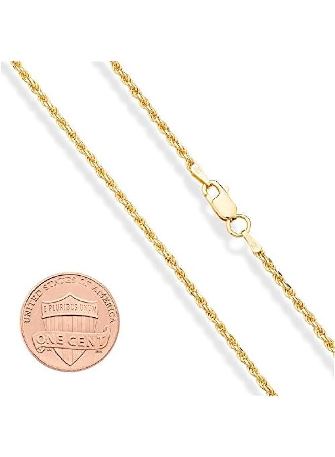 Arabest Italian Solid 18K Gold Over 925 Sterling Silver 2mm, 3mm Diamond-Cut Braided Rope Chain Necklace for Men Women, Made in Italy - Image 2