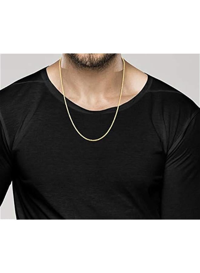Arabest Italian Solid 18K Gold Over 925 Sterling Silver 2mm, 3mm Diamond-Cut Braided Rope Chain Necklace for Men Women, Made in Italy - Image 3