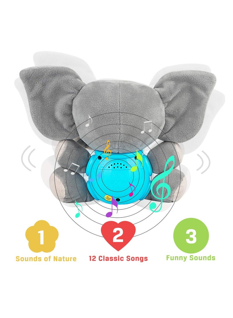 SOLARAE Plush Elephant Music Baby Toys 6-12 Months, Cute Stuffed Aminal Light Up Baby Toys, Newborn Baby Musical Toys for Infant Babies Boys & Girls Toddlers 0 to 36 Months Best Gift (Gray) - Image 5