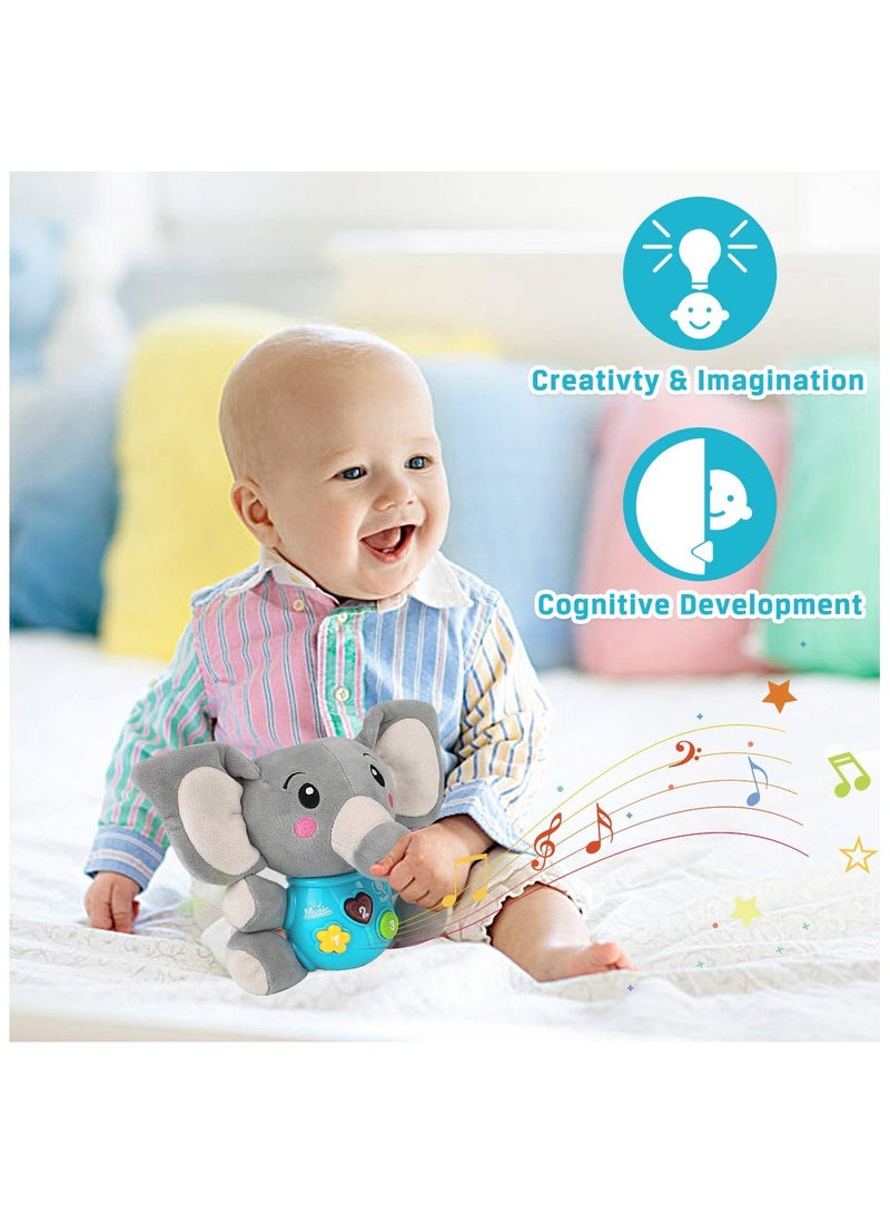 SOLARAE Plush Elephant Music Baby Toys 6-12 Months, Cute Stuffed Aminal Light Up Baby Toys, Newborn Baby Musical Toys for Infant Babies Boys & Girls Toddlers 0 to 36 Months Best Gift (Gray) - Image 2